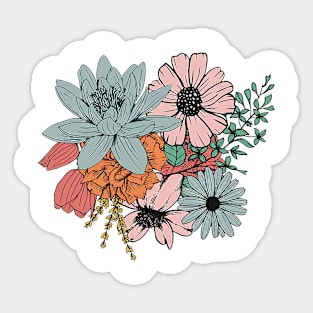 Boho Wildflowers Floral Nature, Botanical, Plant Lover Sticker